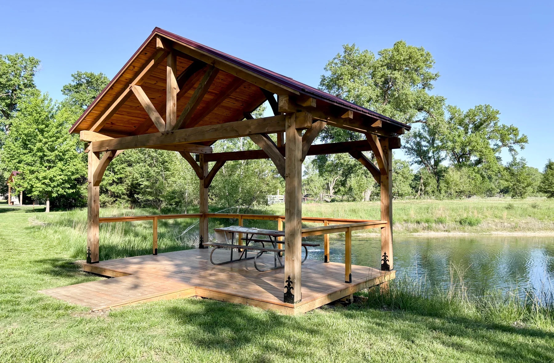 pavilion built by a pond